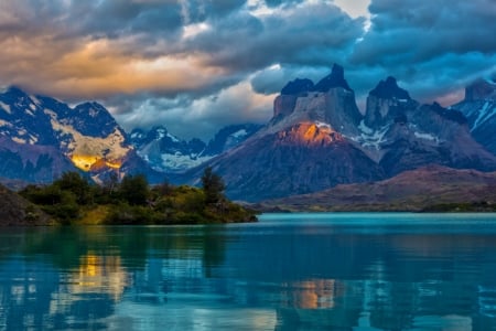 Magical Sky - sky, lake, mountain, clouds