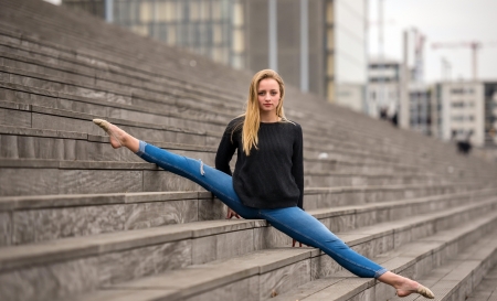 flexibility - blonde, flexibility, girl, pretty