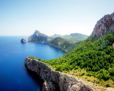 The Blue Ocean View - nature, blue, landscape, sea, ocean, stones