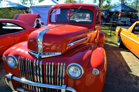 Car Show - red, vintage truck, old, photography, shellandshilo