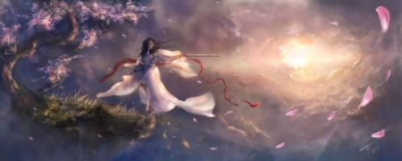 Dance with Clouds - abstract, fantasy, art, lady