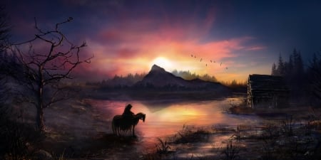 Wanderer - abstract, art, horse, wanderer