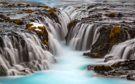 Bruarfoss Waterfalls, Iceland - nature, iceland, waterfall, rocks