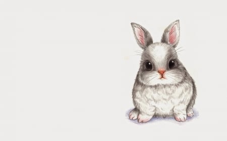 Bunny - easter, child, creative, bunny, fantasy, white, art, rabbit, draw