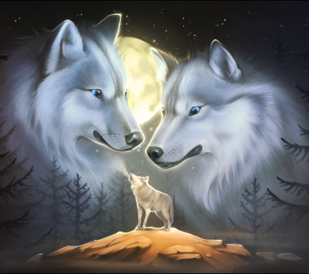 Lovely Wolves - moon, wolf, howl, wild