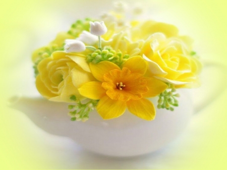 Wishes for a sunny day - sunny, yellow, roses, bowl