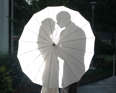 Lovers - wedding, halechannel, silhouette, love, girl, lovers, umbrella, white, couple, man