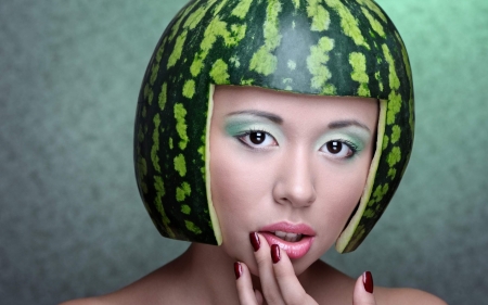 melon hat - hat, girl, melon, face