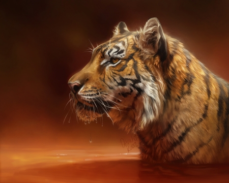 Liquid ember - tamberella, art, liquid ember, luminos, orange, fantasy, tiger