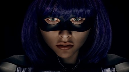 Kick-Ass 2 (2013) - blacblack, comics, kick ass 2, poster, blue, girl, eyes, actress, black, mask, movie, Chloe Grace moretz, face