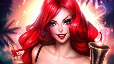 Miss Fortune - game, fantasy, redhead, miss fortune, league of legends, girl, face