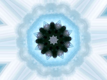 Shades of Blue Kaleidoscope - wide screen, illustration, beautiful, kaleidoscope, artwork, painting, abstract, art