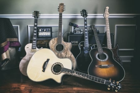 Guitars - music, room, instruments, guitar