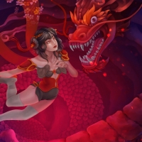 Fantays girl and the red dragon