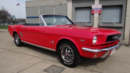 1966 Ford Mustang Convertible - car, muscle, red, mustang, old-timer, convertible, ford