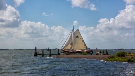 Dutch Sailboat Hoop op Zegen Sailing out to the Sea - hoop, sail, dutch, sailing, sea, zegen, boat