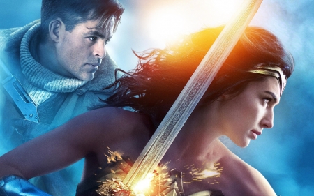 Wonder Woman (2017) - wonder woman, actress, diana, girl, fantasy, poster, chris pine, comics, actor, gal gadot, sword