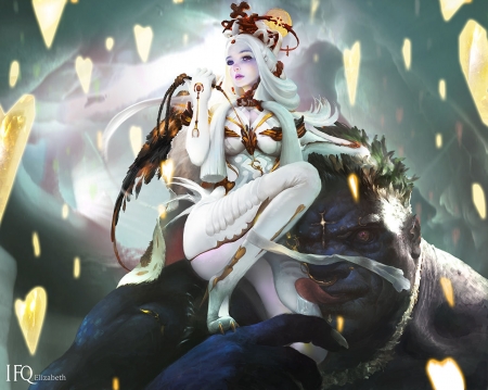 Elizabeth - xi zhang, fantasy, dragon, elizabeth, luminos, girl