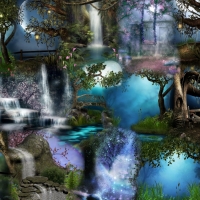 Trees and Waterfalls Collage