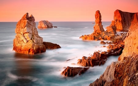 Rugged coastline - beaches, ocean, coastline, water, waves, rocks, coast, nature, sea, cliffs