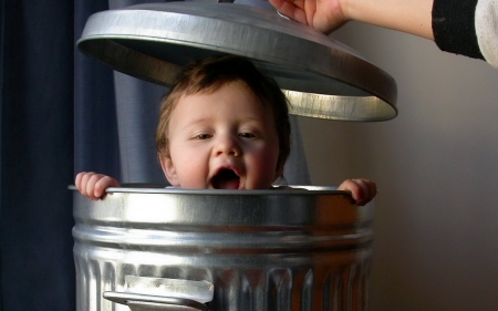 baby in a can - rubbish, lid, baby, can