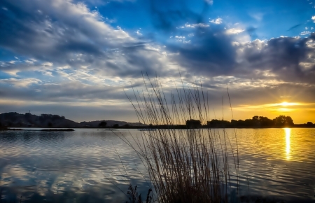 Lake Sunset - sky, lake, nature, sunset