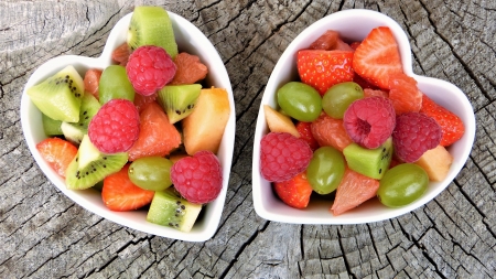 Heartshaped fruits - bowls, yummy, fresh, heart, summer, colors, fruit