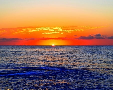 Horizon Sunset - horizon, nature, sky, clouds, sunset, sea