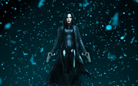 Underworld: Blood Wars (2016) - gun, movie, kate beckinsale, underworld, vampire, black, fantasy, poster, blood wars, blue