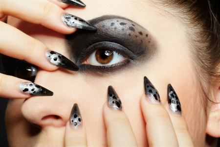 Eye - hand, eye, nails, black, model, makeup