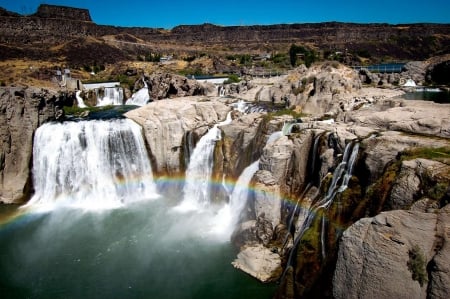 Lovely Waterfalls - sky, waterfalls, rocks, water