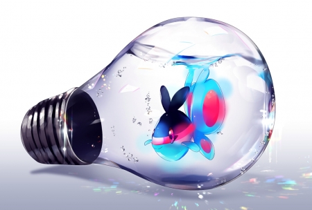 Finneon Light - pokemon, finneon, lightbulb, video game, anime, water, pocket monsters