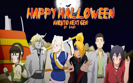 Naruto Halloween - aizen, shinigami, kiba, naruto