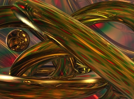 Gold Street - gold, 3d, abstract