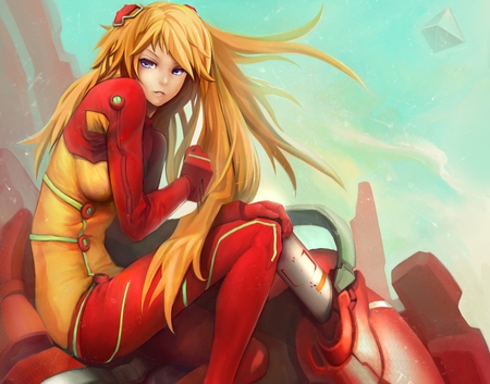 Asuka - beauty, neon genesis evangelion, anime, asuka langley, mecha