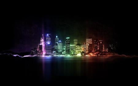 Unknown City - black, town, city, color, dark