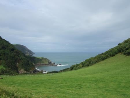 Lynton Coast - sky, ocean, england, lynton, north devon, grass, coast