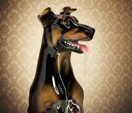 Dobermann - funny, animal, black, caine, figurine, add, commercial, dobermann, dog