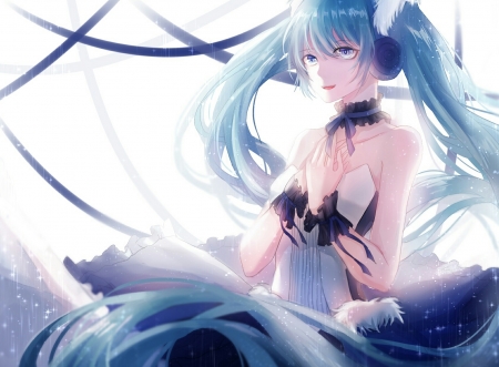 Hatsune Miku - manga, anime, blue, vocalid, girl, hatsune miku, tagme