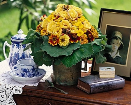 Still Life - flowers, book, still life, picture