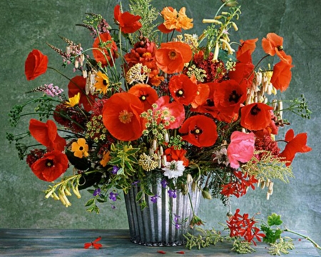 Beautiful Flowers - flowers, vase, red, still life