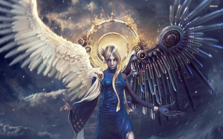 cyborg angel - blonde, girl, angel, cyborg