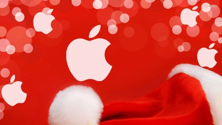 christmas apple - bubbles, apple, hat, christmas