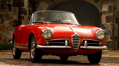 1956 Alfa Romeo Giulietta Spider - sports, romeo, car, alfa, red, old-timer, spider, giulietta