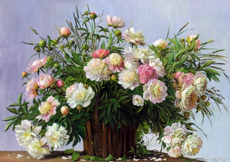 ♥ - abstract, painting, peonies, soft