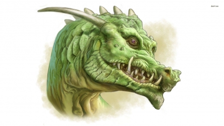 green dragon - dragon, green, portrait, head