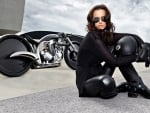 brunette with a motorcycle