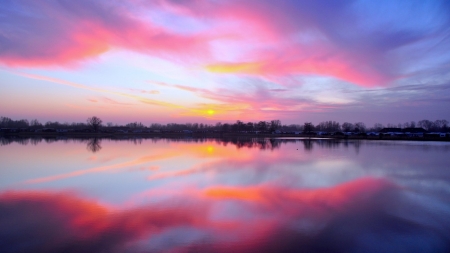 Cuxhaven Lake,Germany - nature, sky, lake, trees, cuxheaven, reflection, clouds