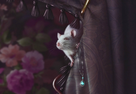 The mouse - flower, purple, fantasy, mouse, pendant, luminos, jewel, maksim larionov