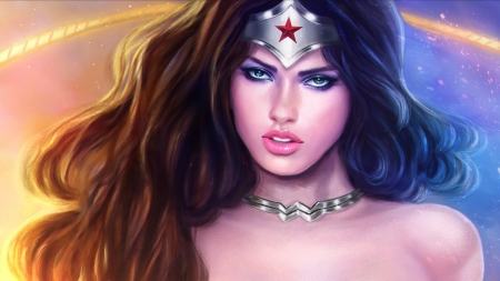 Wonder Woman - face, wonder woman, girl, luminos, comics, fantasy, magicnaanavi, fanart